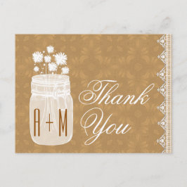 Cartão Postal Pote de Pedreiro Rústico e Flores Agradecido Doura