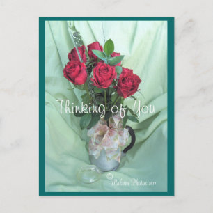 Cartão Postal pote e Rosas de café GS antigos - personalizar