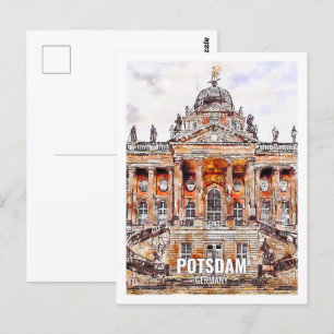 Cartão Postal Potsdam Alemanha Famoso Viagem Place Watercolor