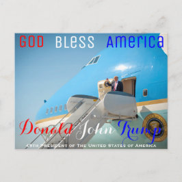 Cartão Postal POTUS Donald Trump balançando Força Aérea Um EUA