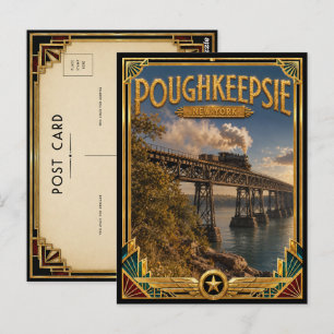 Cartão Postal Poughkeepsie Nova York Arte Deco Idade Dourada Vin