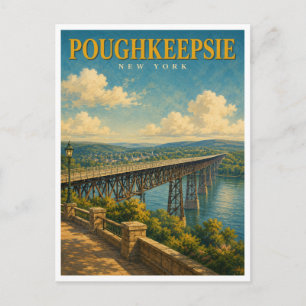 Cartão Postal Poughkeepsie Nova York Walkway Bridge GeoSaga