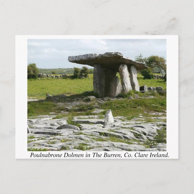 Cartão Postal Poulnabrone Portal Tomb, Burren, Clare, Irlanda (Frente)