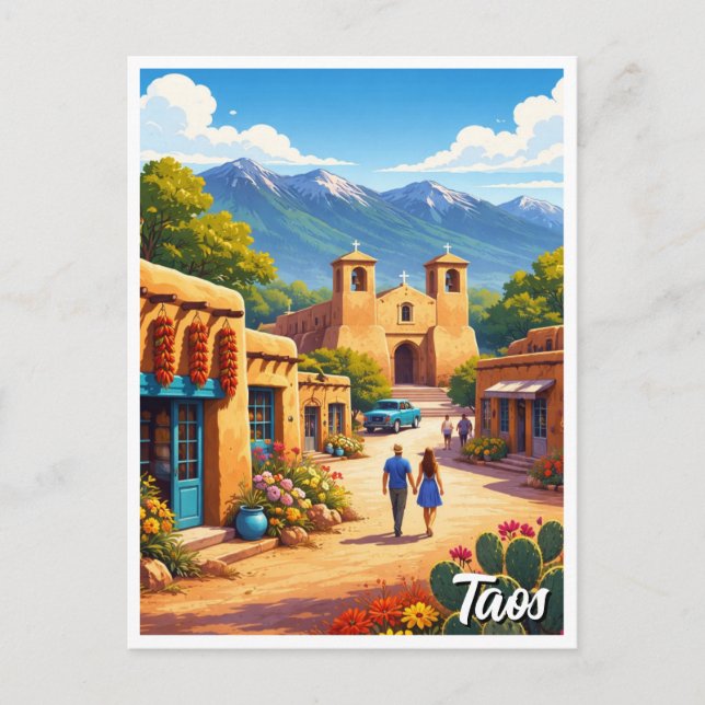 Cartão Postal Povoado Taos Novo México (Frente)