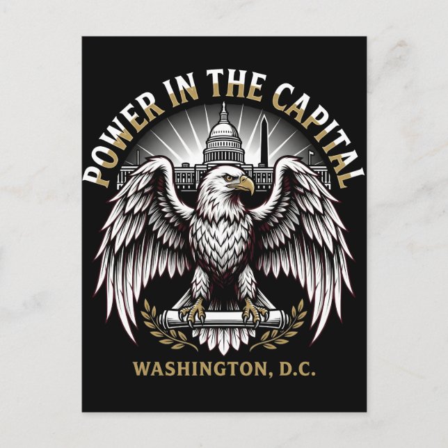 Cartão Postal Power in the Capital Washington DC Bald Eagle Art (Frente)