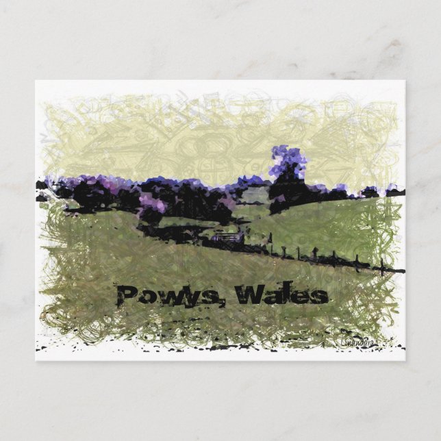 Cartão Postal Powys Doodle (Frente)