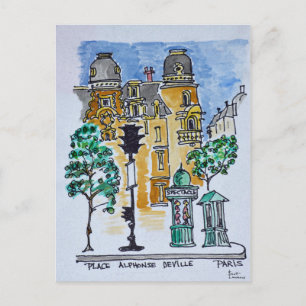 Cartão Postal Praça Alphonse Deville   Paris, França
