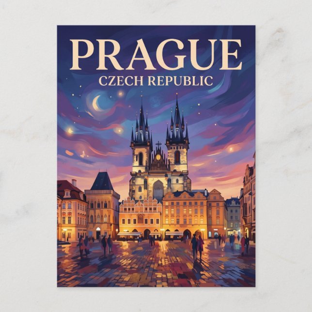 Cartão Postal Praça da Cidade Velha de Praga República Tcheca (Frente)
