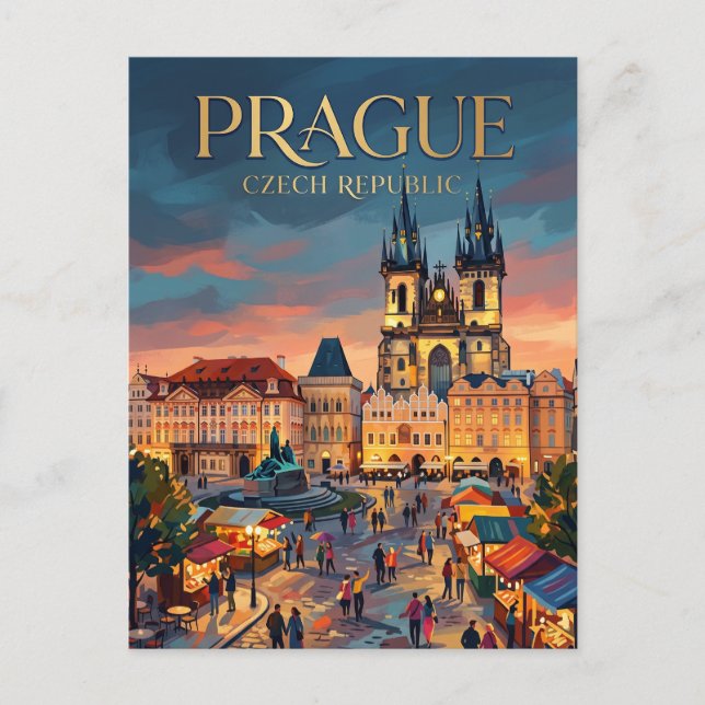 Cartão Postal Praça da Cidade Velha, Praga República Tcheca (Frente)