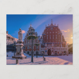 Cartão Postal Praça da Prefeitura de Riga no inverno