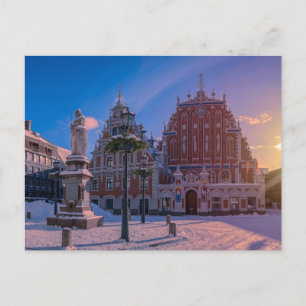 Cartão Postal Praça da Prefeitura de Riga no inverno