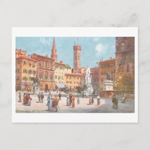 Cartão Postal Praça da Senhoria antiga, Florença, Itália,