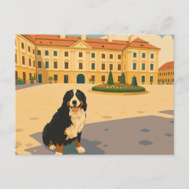 Cartão Postal Praça de Cidade Europeia Vintage com Bernês