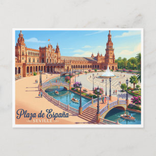 Cartão Postal Praça de Espanha Sevilha Espanha