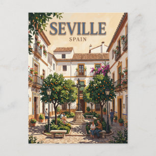 Cartão Postal Praça de Santa Cruz Sevilha Espanha