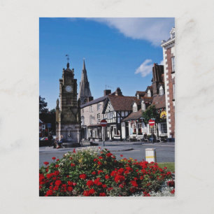 Cartão Postal Praça de São Pedro Branco, Ruthin, Clwyd flores