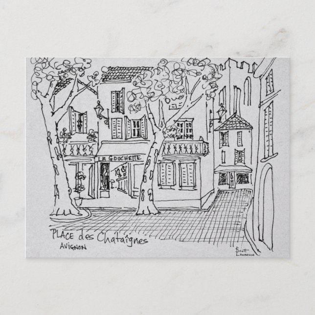 Cartão Postal Praça des Chataignes | Avignon, França (Frente)