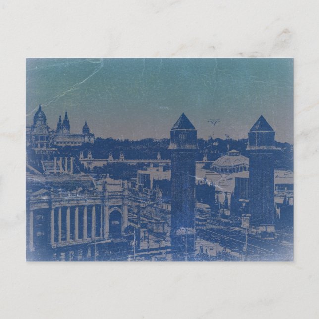 Cartão Postal Praça do centro de Barcelona (Frente)