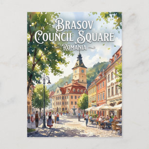Cartão Postal Praça do Conselho de Brașov Romênia