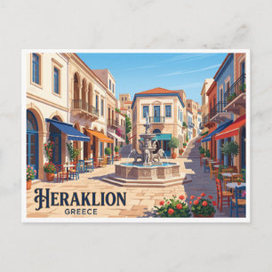 Cartão Postal Praça do Leão Heraklion Grécia