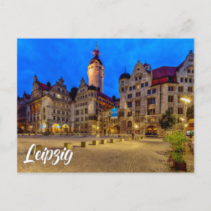 Cartão Postal Praça do Novo Paço Municipal, Leipzig, Alemanha