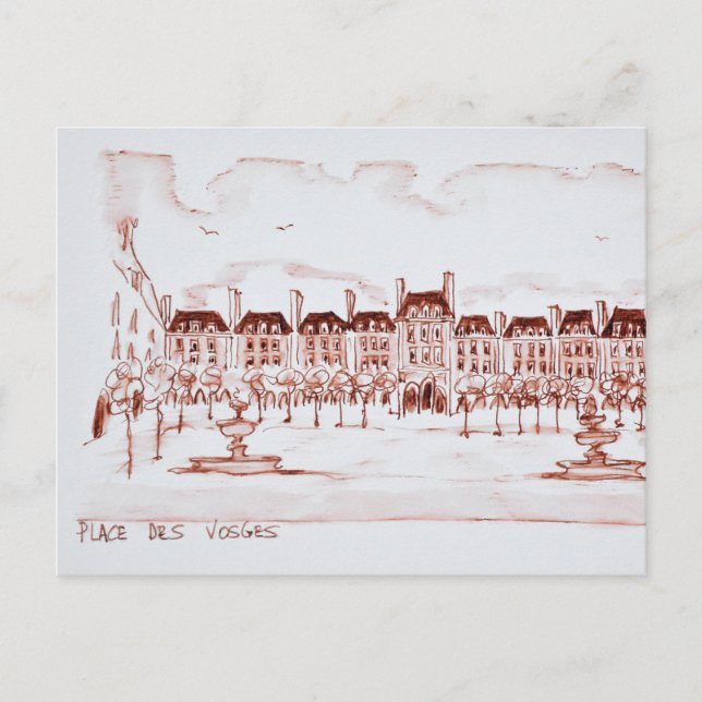 Cartão Postal Praça dos Vosges | Marais, Paris (Frente)