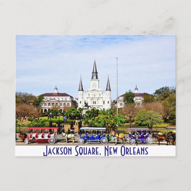 Cartão Postal Praça Jackson em Nova Orleans, Louisiana (Frente)
