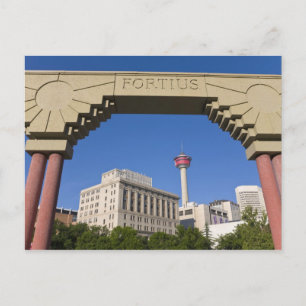 Cartão Postal Praça Olímpica e Torre de Calgary, Alberta, Canadá