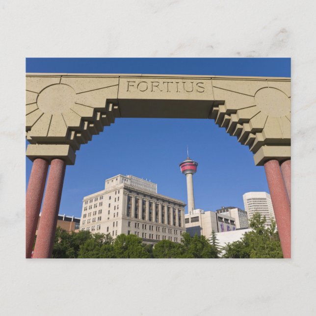 Cartão Postal Praça Olímpica e Torre de Calgary, Alberta, Canadá (Frente)