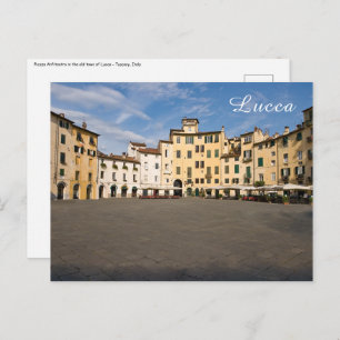 Cartão Postal Praça Piazza Anfiteatro em Lucca - Toscana, Itália
