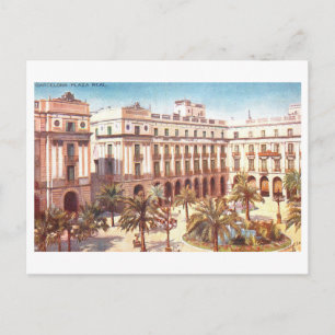 Cartão Postal Praça Real antiga, Barcelona, Espanha,