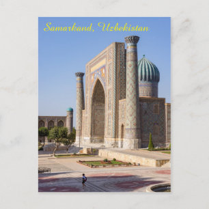 Cartão Postal Praça Registan ao pôr do sol - Samarcanda, Uzbequi