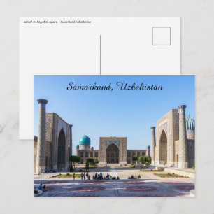 Cartão Postal praça Registan - Samarcanda, Uzbequistão, Ásia
