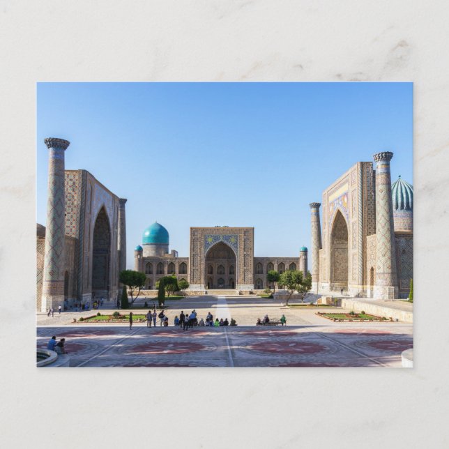 Cartão Postal praça Registan - Samarcanda, Uzbequistão, Ásia (Frente)