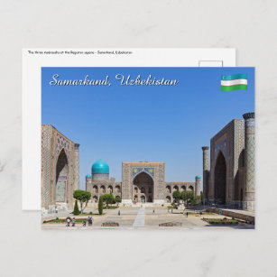 Cartão Postal Praça Registan - Samarkand, Uzbequistão, Ásia
