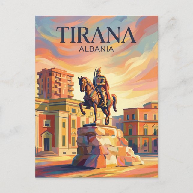 Cartão Postal Praça Skanderbeg Albânia (Frente)