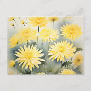 Cartão Postal Prado Com Qurysântemos De Aquarela