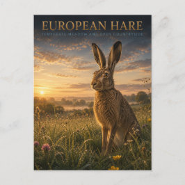 Cartão Postal Prado de Lebre Europeia ANIMAIS