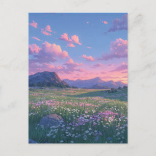 Cartão Postal Prado Sereno de Flores Silvestres e Montanha Roxa