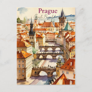 Cartão Postal Praga Cidade República Tcheca Arte Vintage Viagem