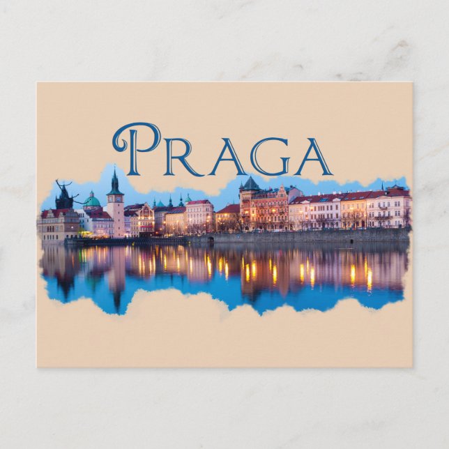 Cartão Postal Praga: Panorama Noturno (Frente)