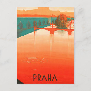Cartão Postal Praga, pontes, viagens vintage