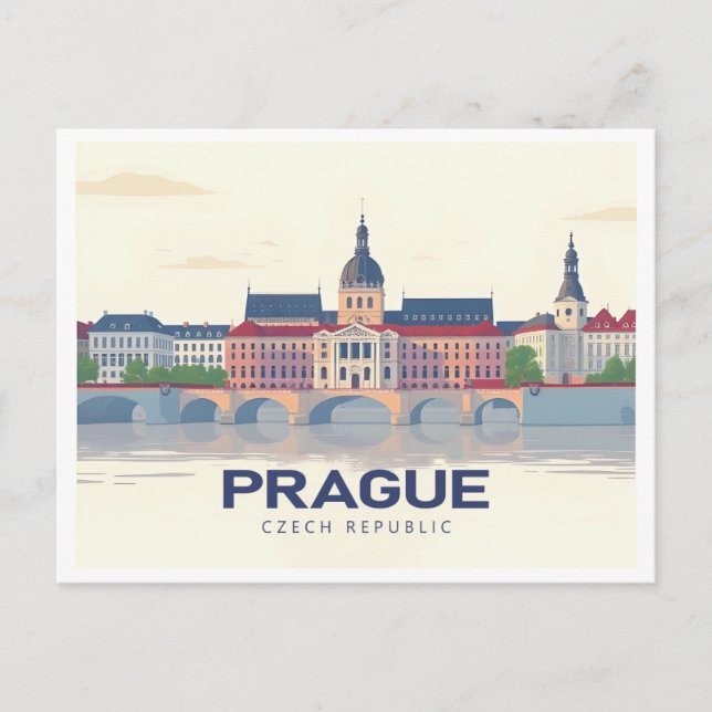Cartão Postal Praga República Checa Pastel Viagem (Frente)