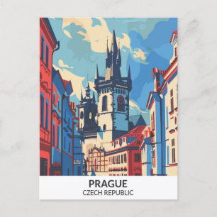 Cartão Postal Praga República Checa Retro Trabalho de arte Viage