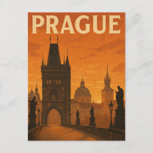 Cartão Postal Praga Viagens vintage da República Checa
