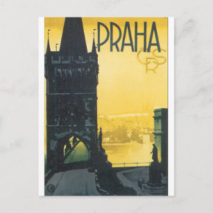 Cartão Postal Praha Viagens vintage