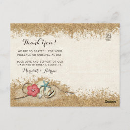 Cartão Postal Praia Arenosa Hibisco Casamento Agradecimento Foto