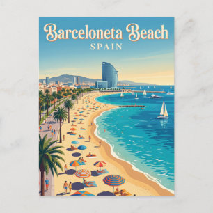 Cartão Postal Praia Barceloneta Espanha
