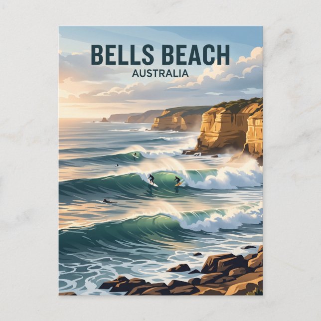 Cartão Postal Praia Bells Austrália (Frente)