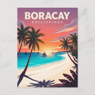 Cartão Postal Praia Branca de Boracay Filipinas